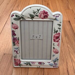 Vintage Ceramic Shabby Chic 5x7 Floral Photo Frame, Pink Roses
